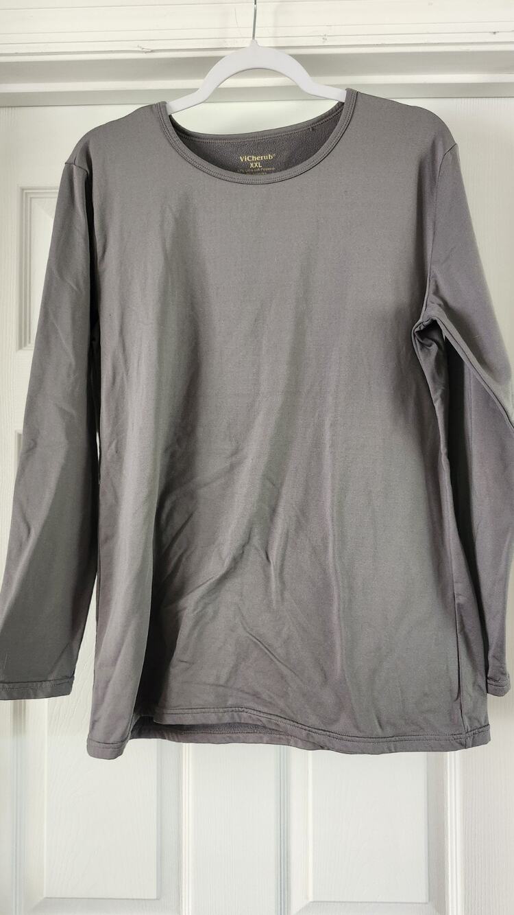 ViCherub Thermal Shirt XXL Men's Gray Long Sleeve Base Fleece Lined Top Wt136